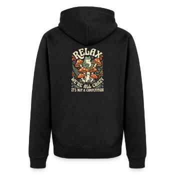 Détends-toi, on est tous fous - Veste à capuche bio Premium Unisexe - noir - Dos - Nico (187cm)