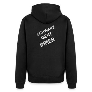 Die Farbe Schwarz geht immer lustige Farben Spruch - Unisex Premium Bio Zip Hoodie - Schwarz - Hinten - Nico (187cm)