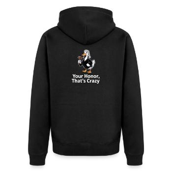 Votre Honneur, c’est drôle de fou, juge Duck Jura - Veste à capuche bio Premium Unisexe - noir - Dos - Nico (187cm)