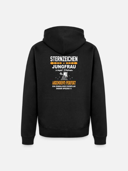 Jungfrau Sternzeichen Aszendent Perfekt - Unisex Premium Bio Zip Hoodie - Schwarz