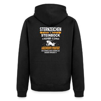 Steinbock Sternzeichen Horoskop - Unisex Premium Bio Zip Hoodie - Schwarz - Hinten - Nico (187cm)
