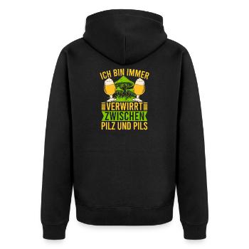 Pilzsuche Es Pilzt Wieder Pilz-Sammler - Unisex Premium Bio Zip Hoodie - Schwarz - Hinten - Nico (187cm)