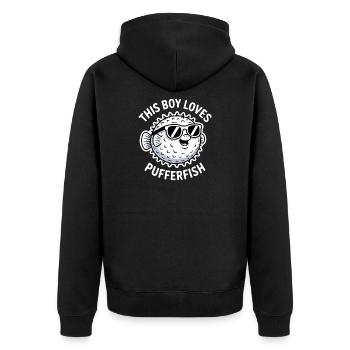Puffer Fish Sayings Funny Puffer Fish Gift - Unisex Premium Organic Zip Hoodie - black - Back - Nico (187cm)