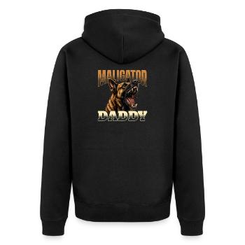 Papa malligator Papa Malinois Belge - Veste à capuche bio Premium Unisexe - noir - Dos - Nico (187cm)