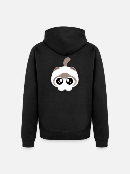 Kawaii Cat with Starry Eyes - Unisex Premium Organic Zip Hoodie - black