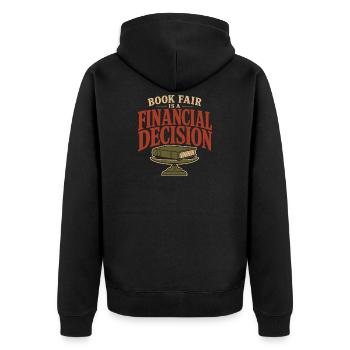 Book fair gift for financially injured people - Unisex Premium Organic Zip Hoodie - black - Back - Nico (187cm)