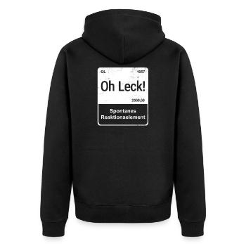 Oh Leck - Saarländisch für Profis - Element-Kachel - Unisex Premium Bio Zip Hoodie - Schwarz - Hinten - Nico (187cm)