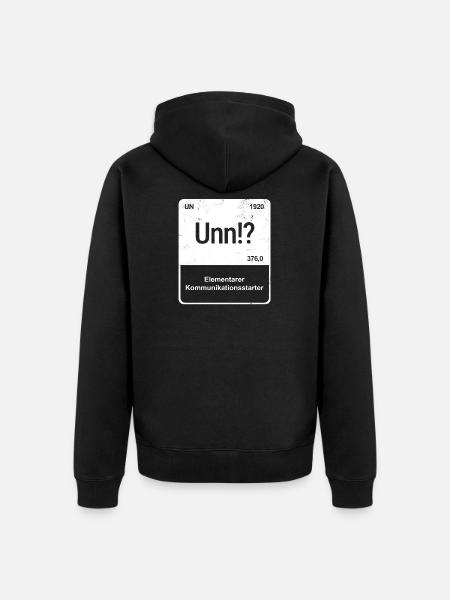 Unn!? - Saarländisch für Profis! - Unisex Premium Bio Zip Hoodie - Schwarz