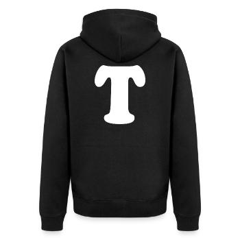Caractères en T en grande taille | Lettre T | T Logo - Veste à capuche bio Premium Unisexe - noir - Dos - Nico (187cm)