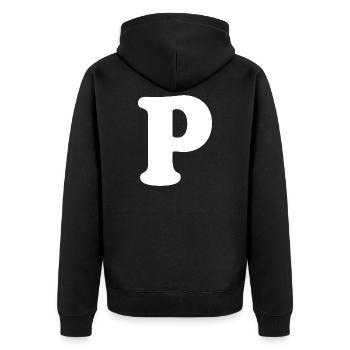Großes P Stil-Print | Buchstabe P | P Logo - Unisex Premium Bio Zip Hoodie - Schwarz - Hinten - Nico (187cm)