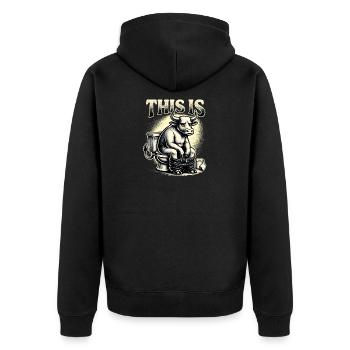 This Is Bullshit Toilet Humor Sarcasm - Unisex Premium Organic Zip Hoodie - black - Back - Nico (187cm)