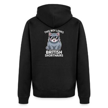 British Shorthair Sayings Funny Cat Gift - Unisex Premium Organic Zip Hoodie - black - Back - Nico (187cm)