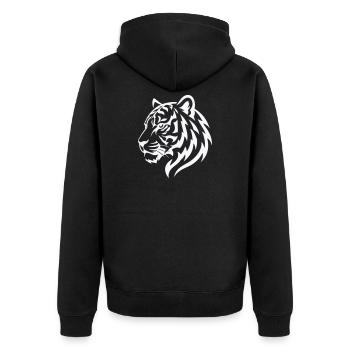 Tiger Line Head Silhouette Powerful - Unisex Premium Organic Zip Hoodie - black - Back - Nico (187cm)