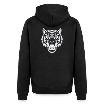 Motif stylisé de tête de tigre - Veste à capuche bio Premium Unisexe - noir - Dos - Nico (187cm)