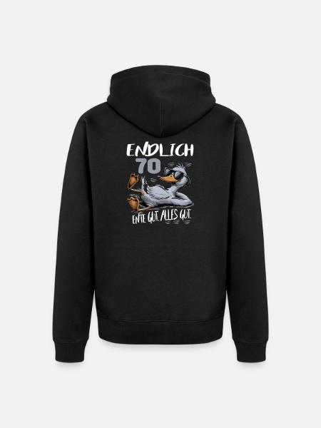 Geburtstag Ente Gut Alles Gut 70 Jahre Comic - Unisex Premium Bio Zip Hoodie - Schwarz