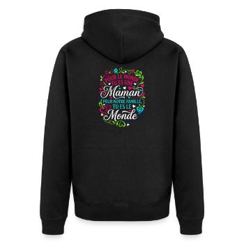 Maman Tu Es Le Monde Fête Des Mères Cadeau - Veste à capuche bio Premium Unisexe - noir - Dos - Nico (187cm)