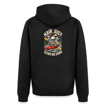 Les cheveux me ralentissent juste squelette en kayak plus drôle - Veste à capuche bio Premium Unisexe - noir - Dos - Nico (187cm)