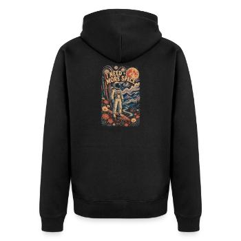 I Need More Space - Unisex Premium Organic Zip Hoodie - black - Back - Nico (187cm)