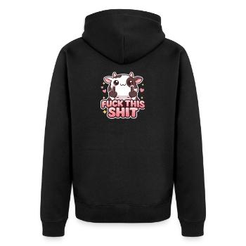 Cow Fuck This Shit - Unisex Premium Organic Zip Hoodie - black - Back - Nico (187cm)