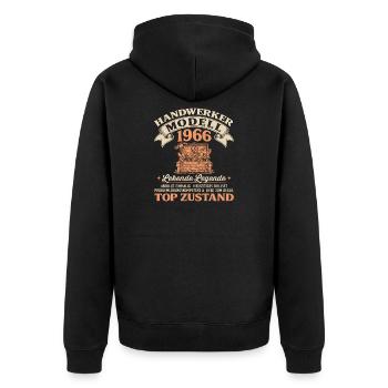 60. Geburtstag Handwerker Modell 1966 - Unisex Premium Bio Zip Hoodie - Schwarz - Hinten - Nico (187cm)