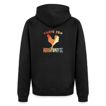 Farm Witz - Unisex Premium Organic Zip Hoodie - black - Back - Nico (187cm)