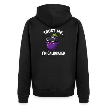Eggplant Comic Saying Gamer Cartoon - Unisex Premium Organic Zip Hoodie - black - Back - Nico (187cm)