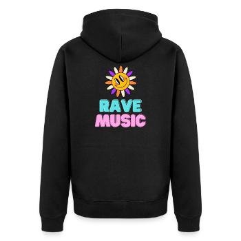 Sunshine Rave Music Neon Design - Unisex Premium Organic Zip Hoodie - black - Back - Nico (187cm)