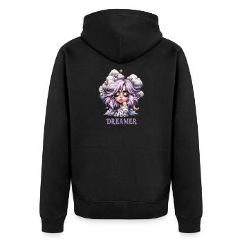 Dreamer Chibi Clouds Stars Gift - Unisex Premium Organic Zip Hoodie - black - Back - Nico (187cm)