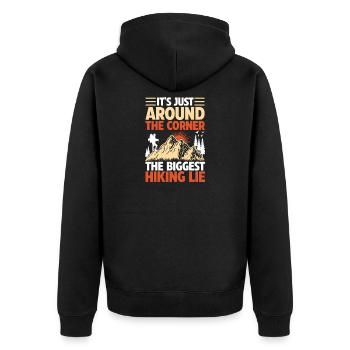 Hiking Mountain Trail Backpacking Outdoors Poaching - Unisex Premium Organic Zip Hoodie - black - Back - Nico (187cm)