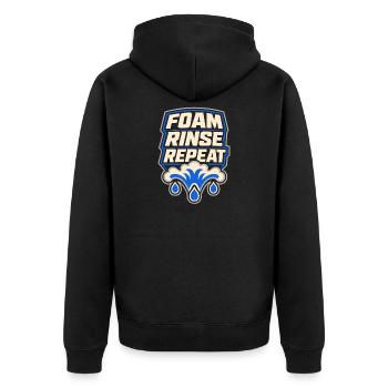 Garage Detailer Auto Detaillierung Auto Detailer - Unisex Premium Bio Zip Hoodie - Schwarz - Hinten - Nico (187cm)