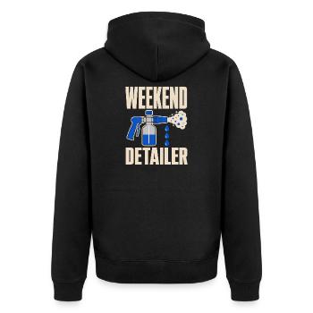 Garage Detailer Auto Detaillierung Auto Detailer - Unisex Premium Bio Zip Hoodie - Schwarz - Hinten - Nico (187cm)