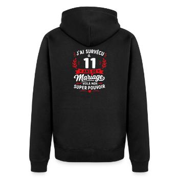Survécu 11 ans de mariage - Veste à capuche bio Premium Unisexe - noir - Dos - Nico (187cm)