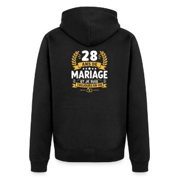 28 Ans de Mariage Toujours en Vie - Veste à capuche bio Premium Unisexe - noir - Dos - Nico (187cm)