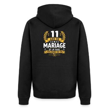11 Ans de Mariage Toujours en Vie - Veste à capuche bio Premium Unisexe - noir - Dos - Nico (187cm)
