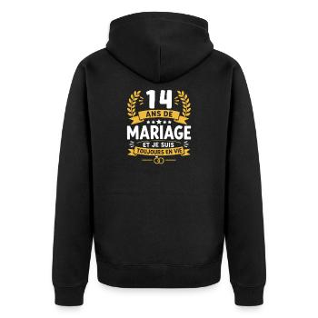 14 Ans de Mariage Toujours Vivants - Veste à capuche bio Premium Unisexe - noir - Dos - Nico (187cm)