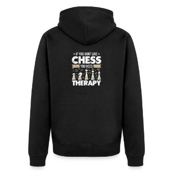 Chess Chess Player Chessboard - Unisex Premium Organic Zip Hoodie - black - Back - Nico (187cm)