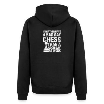 Chess Chess Player Chessboard - Unisex Premium Organic Zip Hoodie - black - Back - Nico (187cm)