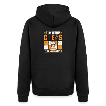 Schach Schachspieler Schachbrett - Unisex Premium Bio Zip Hoodie - Schwarz - Hinten - Nico (187cm)