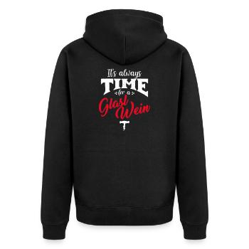 It's always Time for a glass of wine - Unisex Premium Organic Zip Hoodie - black - Back - Nico (187cm)