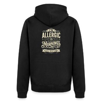 Vintage I'm Allergic To Morning - Unisex Premium Organic Zip Hoodie - black - Back - Nico (187cm)