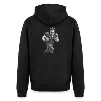 Rutherford B. Hayes American Football - Unisex Premium Bio Zip Hoodie - Schwarz - Hinten - Nico (187cm)