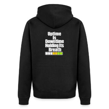 Blague drôle sur le temps de disponibilité de l’administrateur système, humour serveur IT - Veste à capuche bio Premium Unisexe - noir - Dos - Nico (187cm)
