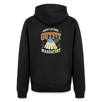 Tennisclub Tenniscore Keine Mitgliedschaft, Nur - Unisex Premium Bio Zip Hoodie - Schwarz - Hinten - Nico (187cm)