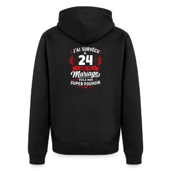 40 Ans de Mariage: Super Pouvoir - Veste à capuche bio Premium Unisexe - noir - Dos - Nico (187cm)