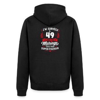 49 Ans de Mariage: Super Pouvoir - Veste à capuche bio Premium Unisexe - noir - Dos - Nico (187cm)
