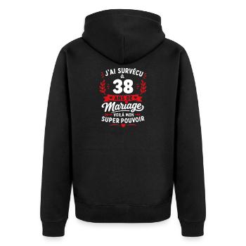 Survécu à 38 ans de mariage - Veste à capuche bio Premium Unisexe - noir - Dos - Nico (187cm)