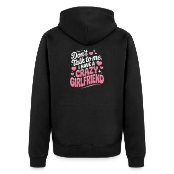 Crazy Girlfriend Vergeben Paar Verrückte Freundin - Unisex Premium Bio Zip Hoodie - Schwarz - Hinten - Nico (187cm)