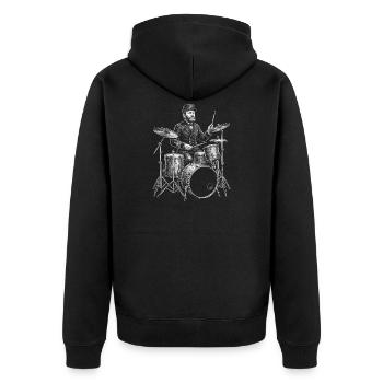 Ulysses S Grant spielt Schlagzeug - Unisex Premium Bio Zip Hoodie - Schwarz - Hinten - Nico (187cm)