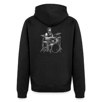 James A. joue de la batterie - Veste à capuche bio Premium Unisexe - noir - Dos - Nico (187cm)