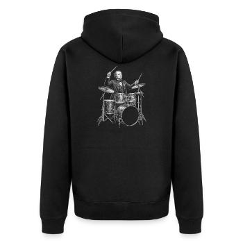 Andrew Johnson joue de la batterie - Veste à capuche bio Premium Unisexe - noir - Dos - Nico (187cm)